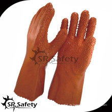 SRSAFETY Baumwoll-Interlock beschichtetes Orangen-PVC, grobe Oberfläche auf Hand- / Chemikalien-PVC-Handschuhen